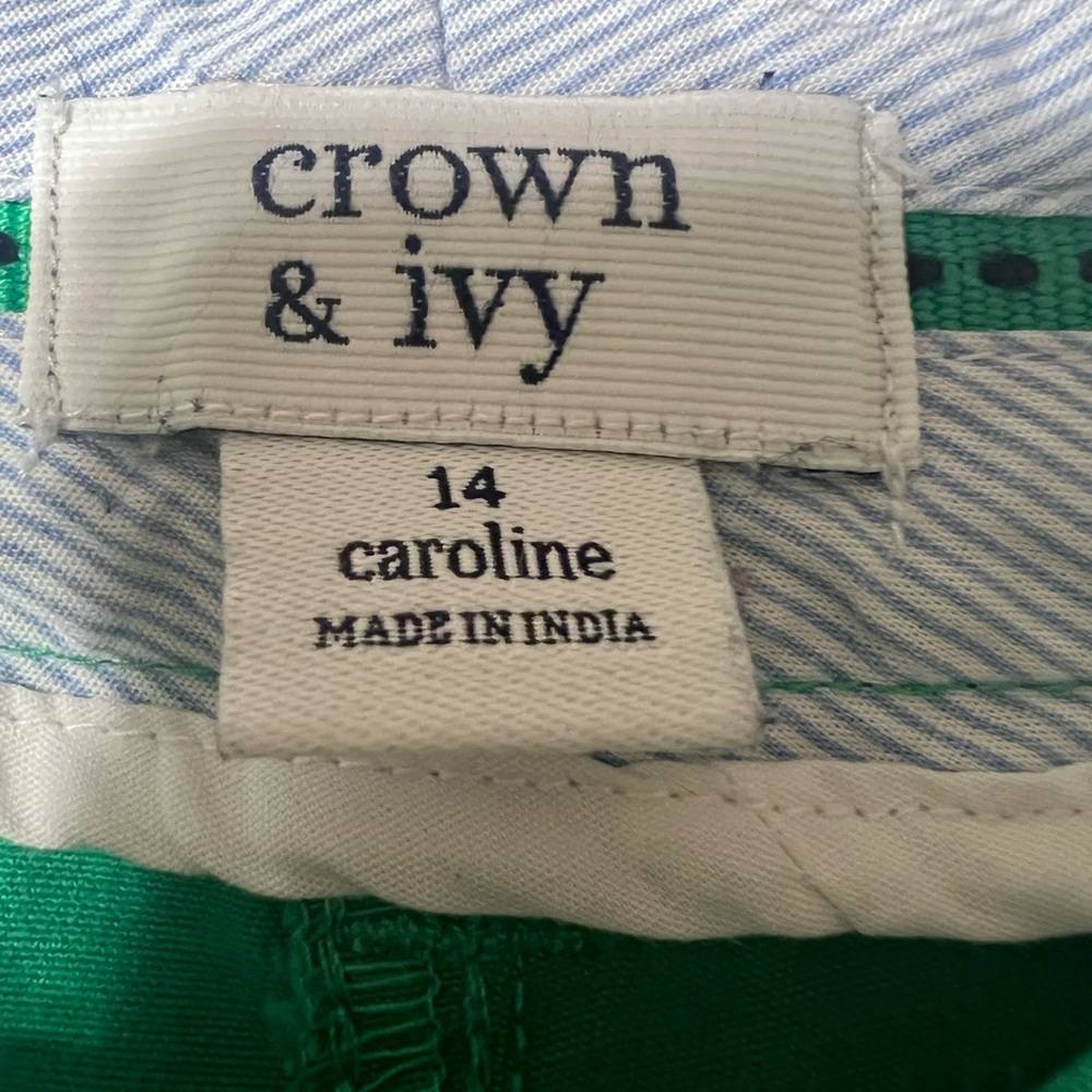 Crown & Ivy CAROLINE Green Shorts Sz/14. Cotton. - Picture 12 of 13